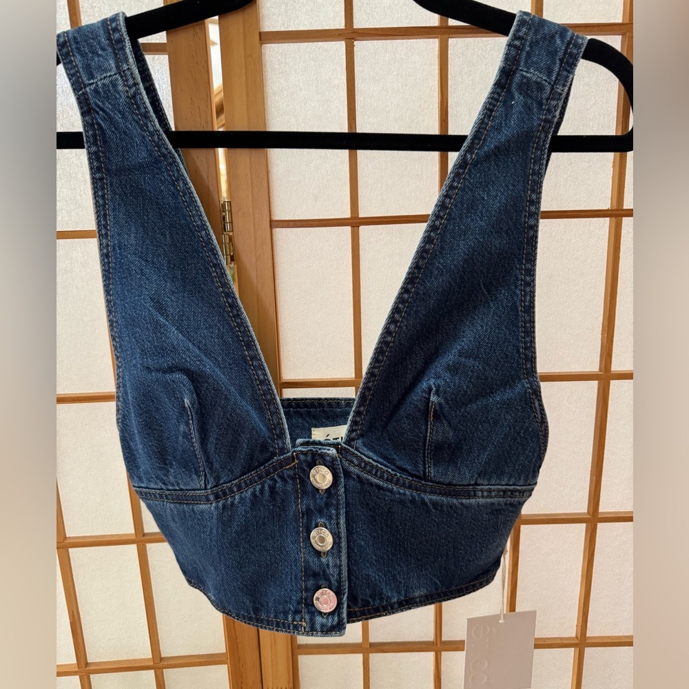 NWT Etica Denim Stripe Top Size S
